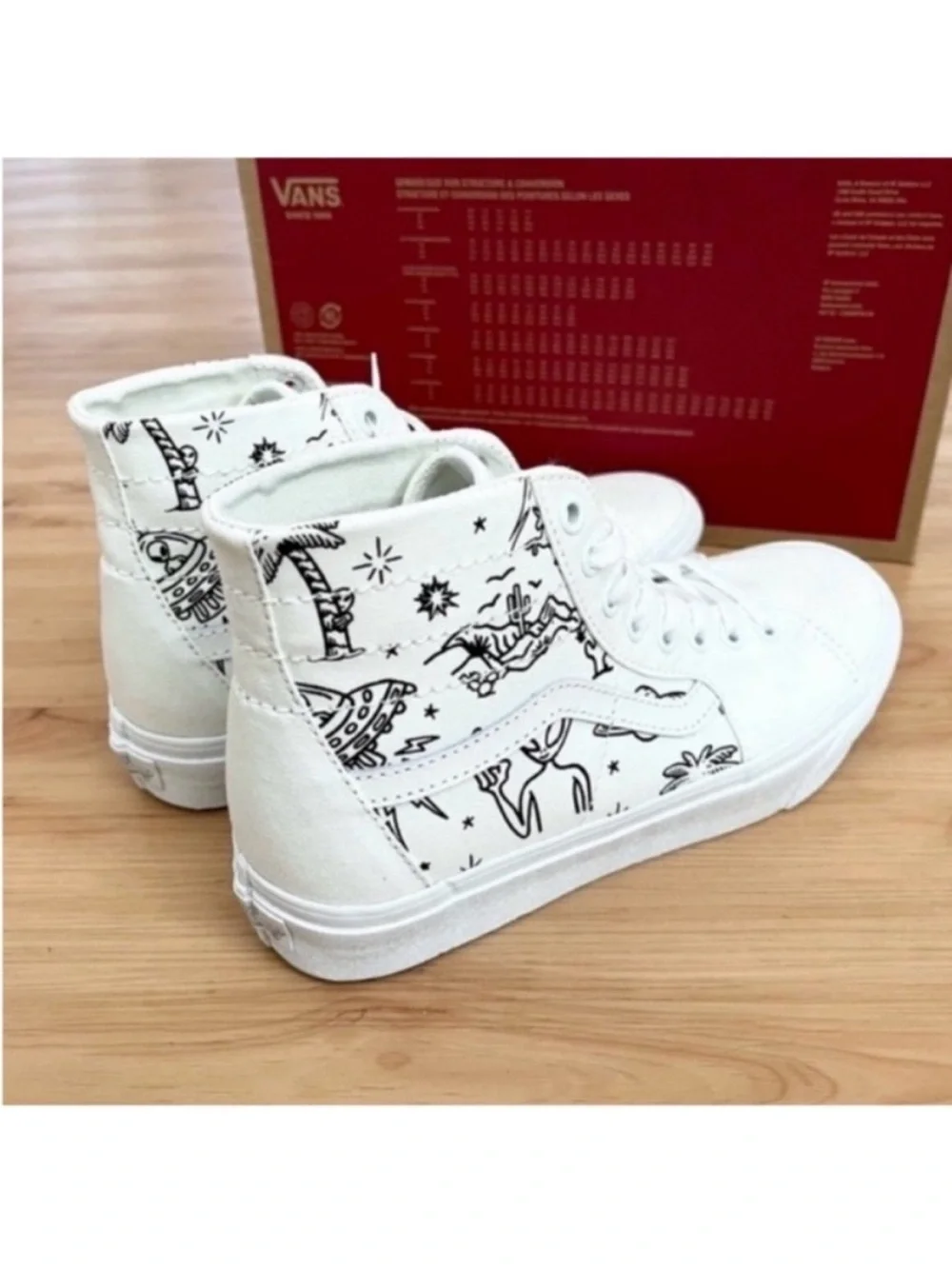 Vans Sk8-Hi Tapered Unidentified U-Paint White Skate Shoes Women 8.5 US